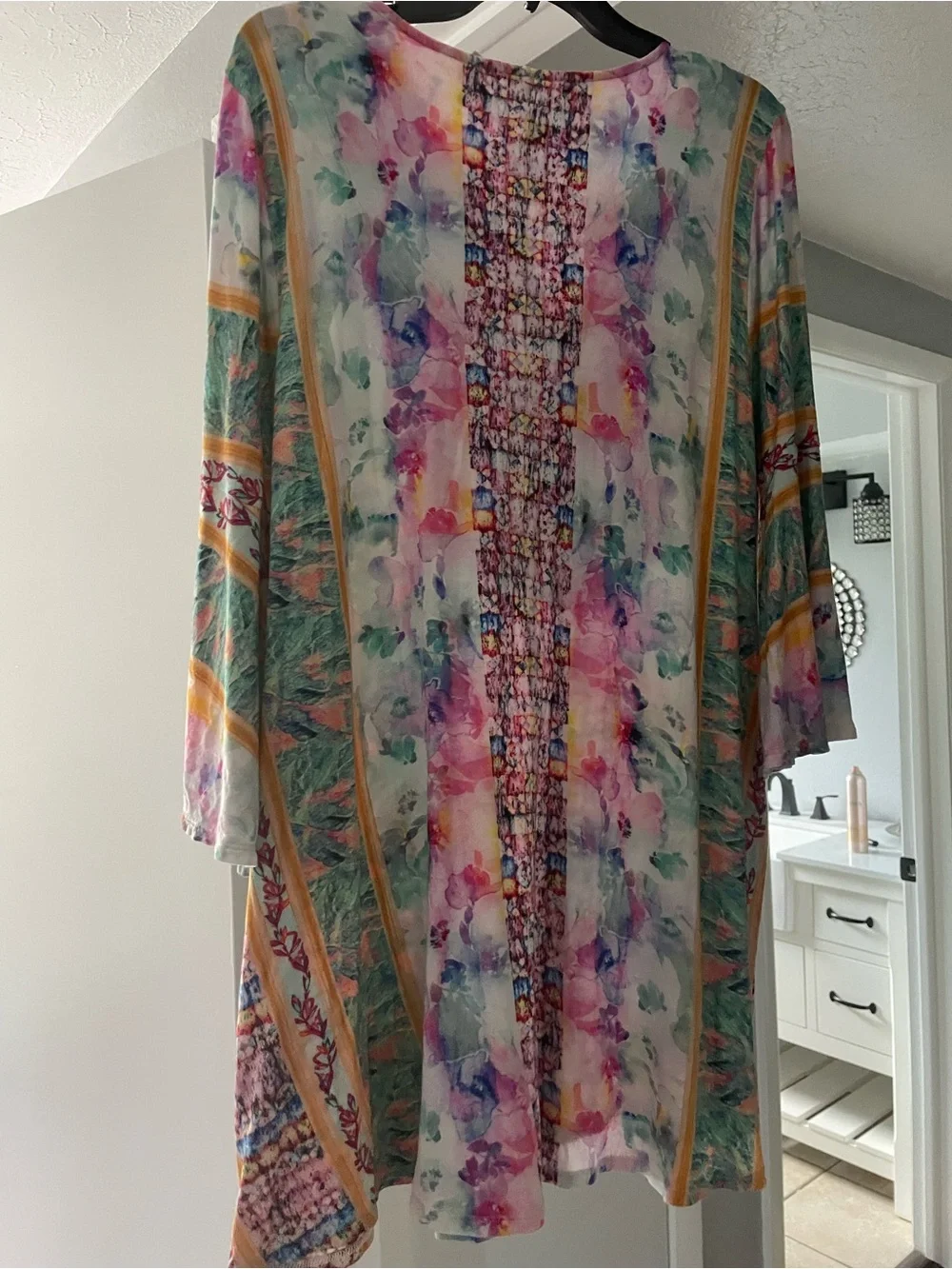 Soft Surroundings Large embroidered Boho tunic top floral 3/4 sleeves - Picture 3 of 5
